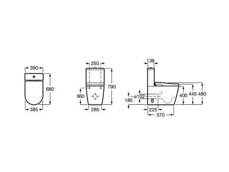 Унитаз напольный с бачком Roca Inspira In-Wash rimless 80306L001