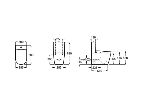 Унитаз напольный с бачком Roca Inspira In-Wash rimless 80306L001