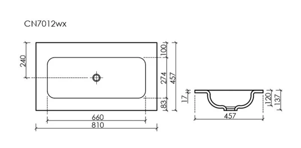 Раковина накладная (81х45,7) Ceramica Nova ELEMENT CN7012wx