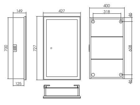 Зеркало-шкаф (43х73) Silver Mirrors Munchen-ANTHRACITE LED-00002667