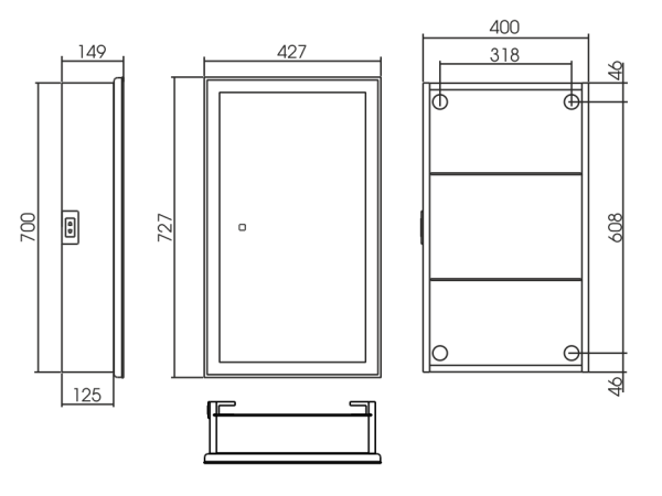 Зеркало-шкаф (43х73) Silver Mirrors Munchen-ANTHRACITE LED-00002667