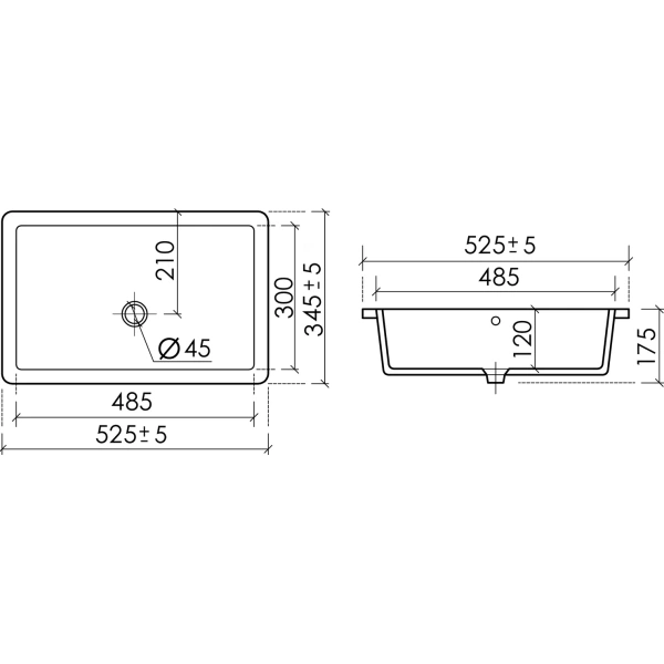 Раковина встраиваемая снизу (52,5х34,5) Ceramica Nova Era CN15004