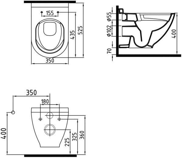 Унитаз подвесной безободковый с форсункой биде Bien Harmony HRKA052N5VE0W5000