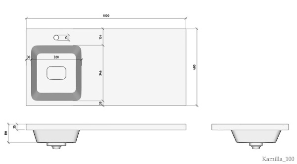 Раковина над стиральной машиной Brevita (100х48) Kamilla 100 4627173210577 левая