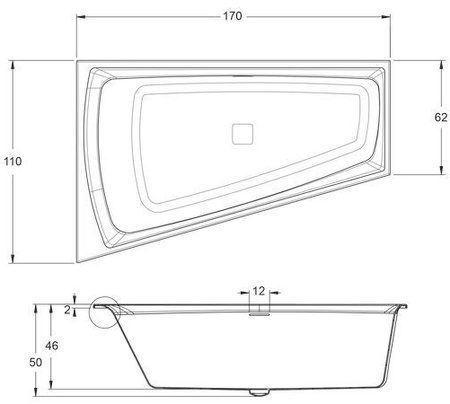 Акриловая ванна Riho Still Smart Riho Fall (170x110) (R) с LED подсветкой B101010005