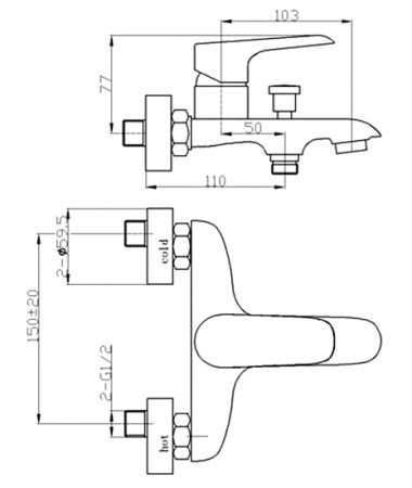 Смеситель для ванны Raiber Iceberg R3502