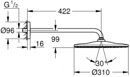 Верхний душ Grohe Rainshower Mono 26564 AL0 (26564AL0) темный графит матовый