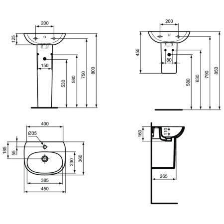 Раковина подвесная Ideal Standard TESI T352401