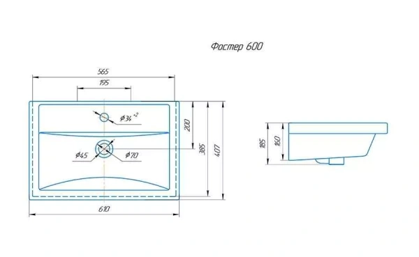 Раковина встраиваемая Grossman Фостер 16413 60 см, белый