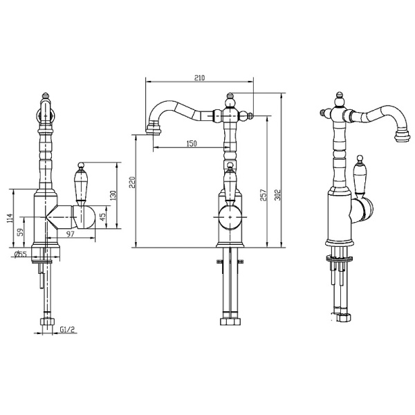 Смеситель для раковины Boheme Tradizionale Chromo 262