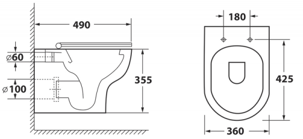 Унитаз подвесной безободковый OWL Tid Cirkel-H  с сиденьем DP микролифт OWLT190701