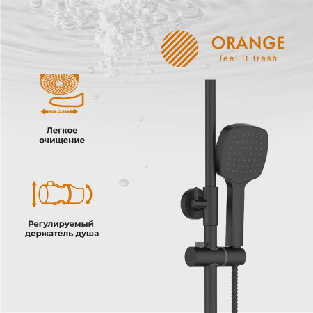 Душевая система Orange Thermo T02S4-912b c термостатом, черный матовый