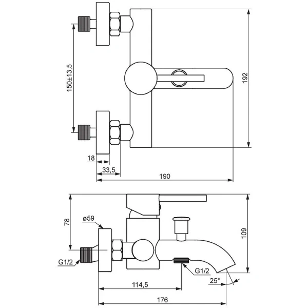 Смеситель для ванны Damixa Scandinavian Pure 361000500