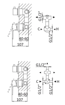 Смеситель для душа Cezares Nautic NAUTIC-VDIM3-M-01