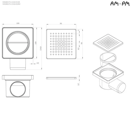 Дренажный трап Am.Pm PrimeFlow W02BD-P11-010-01SB хром матовый