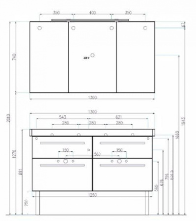Зеркальный шкаф с подсветкой Villeroy&Boch 2DAY2 A43813E4