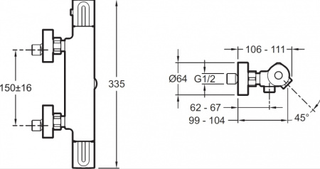 Смеситель термостатический для душа Jacob Delafon Metro E24395-CP