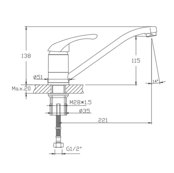 Смеситель для кухни Cron CN4903 Смеситель для кухни Cron CN4903