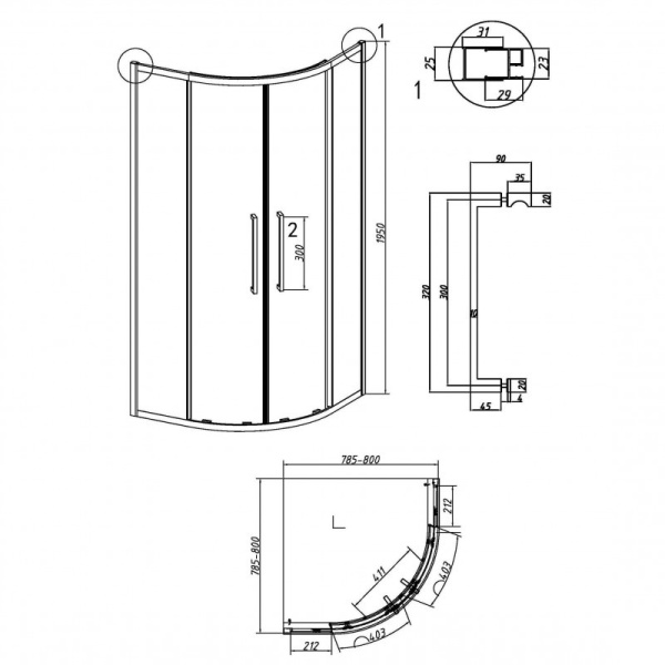 Душевой уголок (80х80) Grossman Cosmo 301.K33.02.8080.21.10