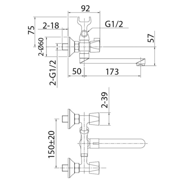 Смеситель для ванны Milardo Tring (TRISB02M02)