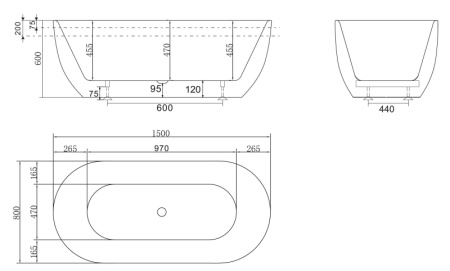 Акриловая ванна (150x80) BelBagno BB70-1500-800 без гидромассажа
