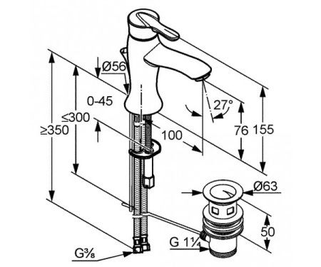 Смеситель для раковины KLUDI AMPHORA 541290575
