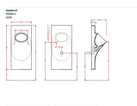 Писсуар керамический Artceram SOTTO UP OSO001 01 00 bi