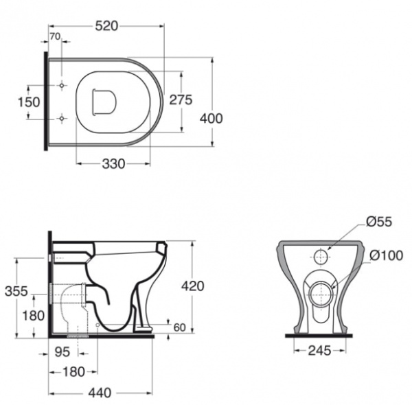 Приставной унитаза Azzurra Charme CHA100/P bi без сиденья