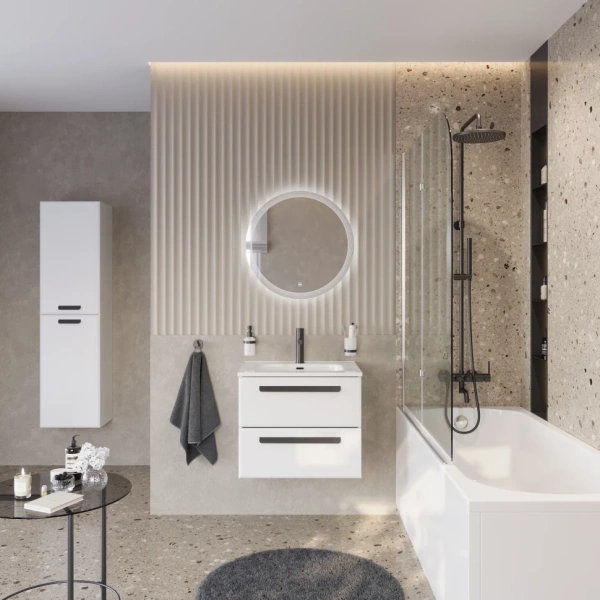 Тумба под раковину Cezares ECO-CER-N-600-2C-SO-BL Bianco Lucido без ручек