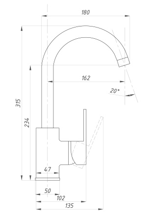 Смеситель для кухни  ПСМ-Профсан Серия-700 PSM-700-3