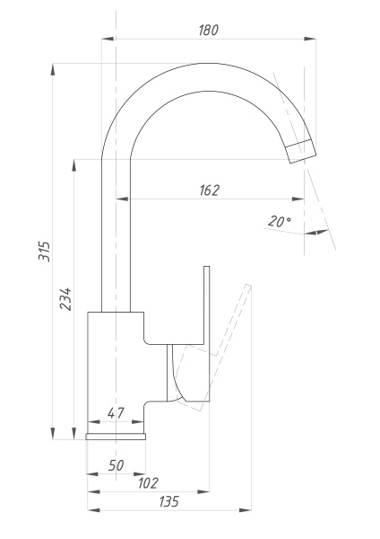 Смеситель для кухни  ПСМ-Профсан Серия-700 PSM-700-3