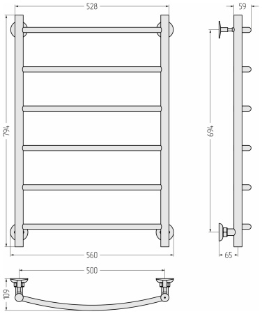 Полотенцесушитель водяной Стилье Версия-КН (800х500) 00622-8050