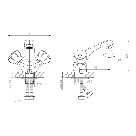Смеситель для раковины DECOROOM DR50 DR50011R
