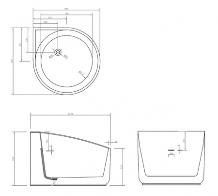 Акриловая ванна (95х95) ABBER AB9305 без гидромассажа, белый