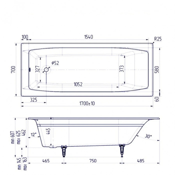 Ванна чугунная (170х70) Delice Repos DLR220508RB-AS с отверстиями под ручки Ванна чугунная (170х70) Delice Repos DLR220508RB-AS с отверстиями под ручки
