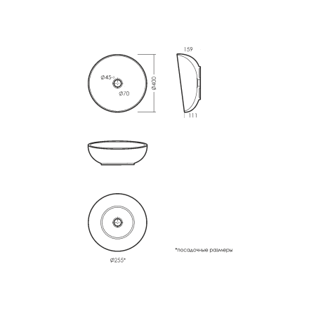 Раковина накладная Sanita Luxe ART CUT ART40SLWB01C