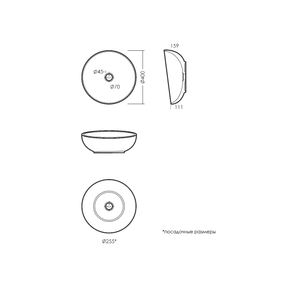 Раковина накладная Sanita Luxe ART CUT ART40SLWB01C