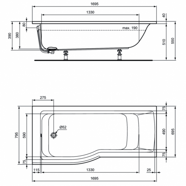 Ванна акриловая (170х80) Ideal Standard CONNECT AIR E113401 Ванна акриловая (170х80) Ideal Standard CONNECT AIR E113401