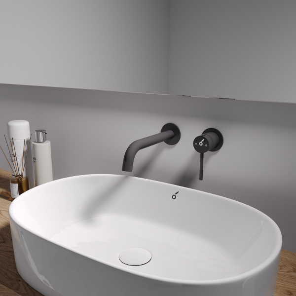Смеситель для раковины скрытого монтажа Oliveeka OL-88869017-CR, черный матовый