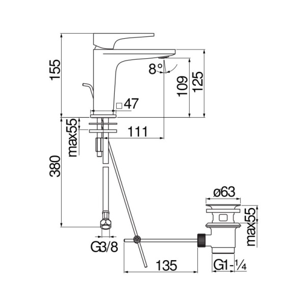 Смеситель для раковины Nobili Seven SE124118/1BM