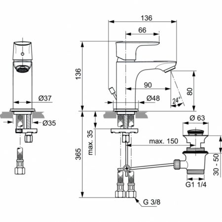 Смеситель для раковины Ideal Standard Connect Air Piccolo A7014AA