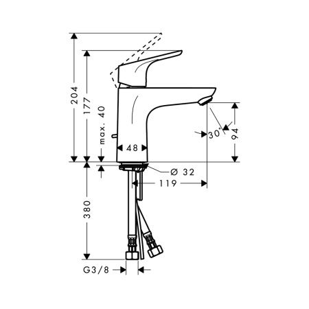 Смеситель для раковины без донного клапана Hansgrohe Focus Coolstart 31509000 хром