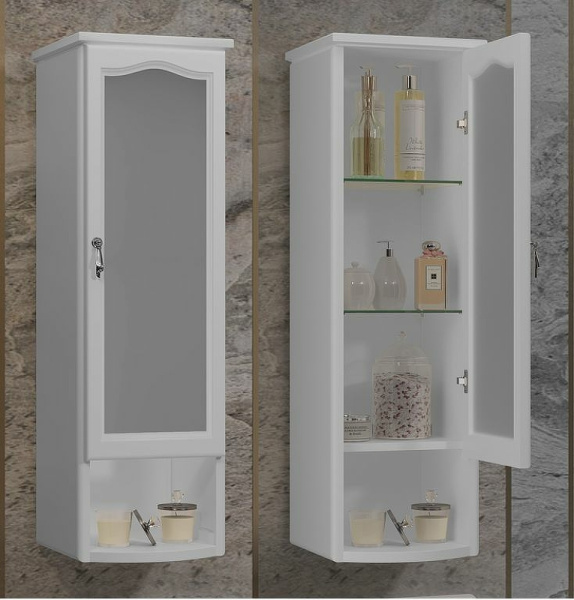 Шкаф Opadiris Риспекто подвесной, одностворчатый, цвет белый матовый, правый, с матовым стеклом 00-00006082