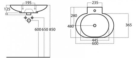 Раковина накладная (60х48) BelBagno BB3060KL