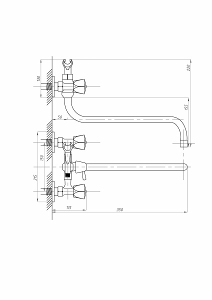 Смеситель для ванны ПСМ-Профсан СТАНДАРТ-Б PSM-150-50