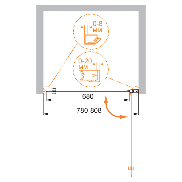 Душевая дверь (80х195) CEZARES ELENA ELENA-W-B-1-80-P-Cr-R