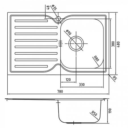 Кухонная мойка IDDIS 780*480, Strit S (STR78SDi77)