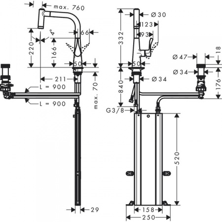 Кухонный смеситель Hansgrohe Metris Select M71 73805000