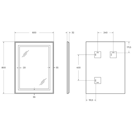 Зеркало (60х80) BelBagno Kraft SPC-KRAFT-600-800-SENS-NERO с подсветкой