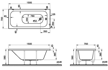 Ванна акриловая VitrA Optimum Neo (150х70) 64560001000